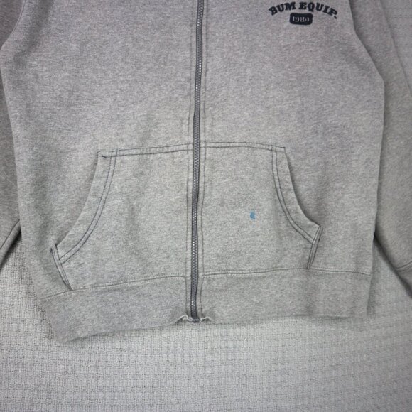 B.U.M Equipment Basic Grey Zip Up Hoodie Medium - Picture 4 of 8